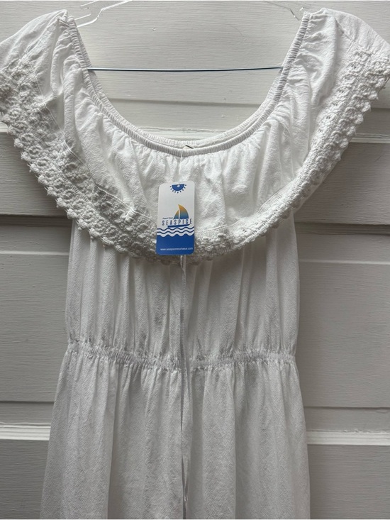Seaspice White Cotton Off Shoulder Maxi Dress XL Boho Resort Lace NWT - Picture 3 of 10